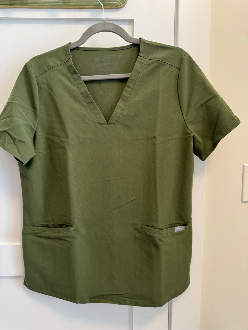 Figs Olive Green Classic Crew Scrub Top